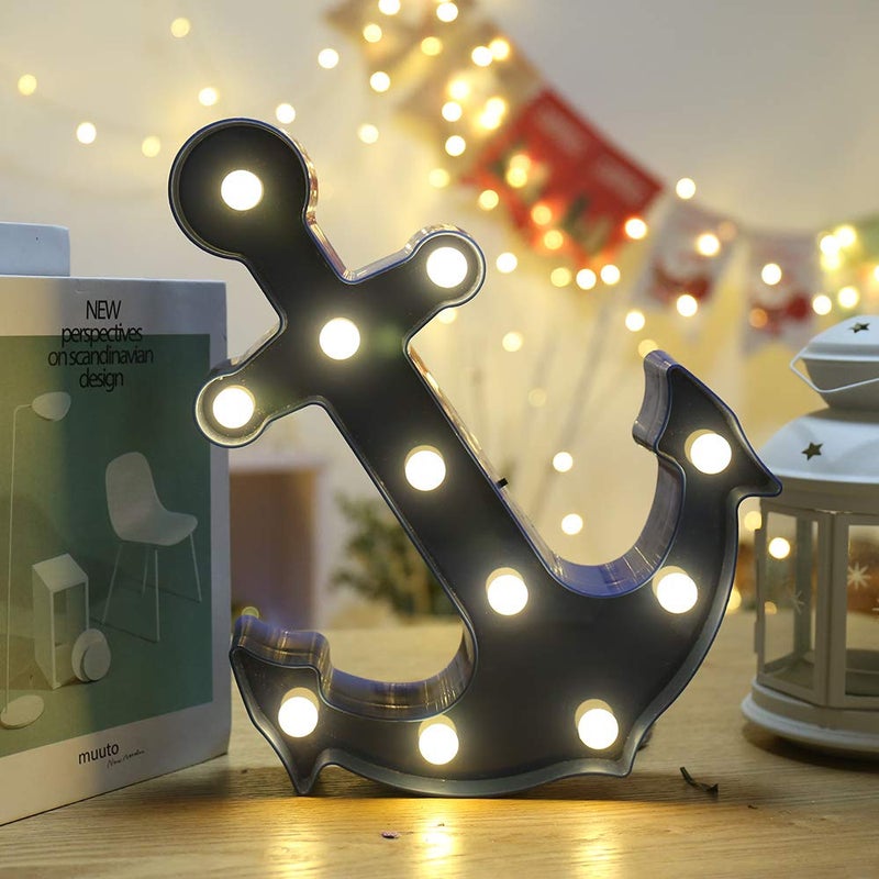 FUCHSUN $$$ LED Marquee Signs Lighting Night Light Room Party Decoration Holiday (Blue Anchor) - Image 2